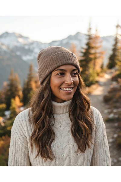 Fonem Unisex Bobo Beanie Fo 2663 Taba - 30% Wool Blend, Ribbed Folded Cuff, S...