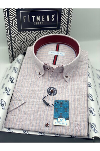 Fitmens Classic Short Sleeve Linen Collar Buttoned Gift Boxed Men's Shirt Fs-...