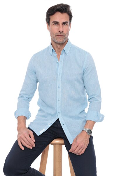 Fitmens Slim Fit Long Sleeve Lapel Collar Buttoned Breathable Linen Gift Boxe...