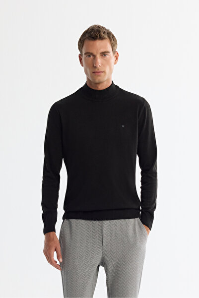 Avva Men's Black Half Turtleneck Non-Pilling Knitwear Regular Fit Sweater E00...