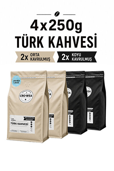 Türk Kahvesi 4x250g – 2 Orta Kavrulmuş + 2 Koyu Kavrulmuş