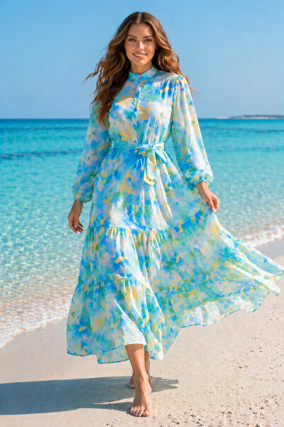 benguen Φόρεμα Τζέσικα με σχέδια, Τεσεττούρ, B608 Μπλε