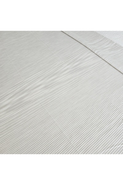 Ekru %100 Pamuk Waffle Dokulu Desenli Çok Amaçlı Örtü Pike / Çift Kişilik 200x230