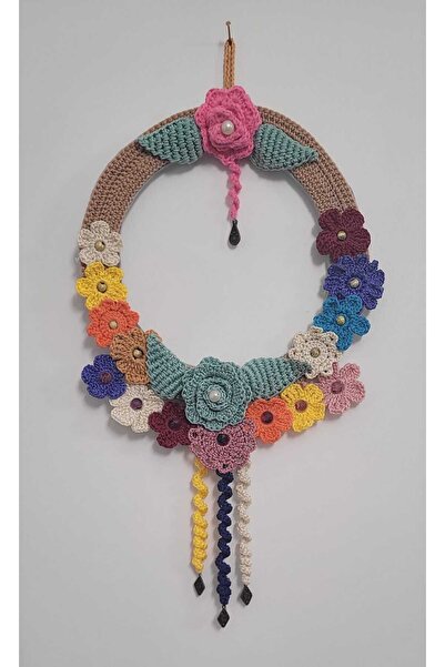 duvarinisusle El Örgüsü Çiçekli Sarkaçlı Kapı Süsü – Boho Duvar Dekoru – El Y...