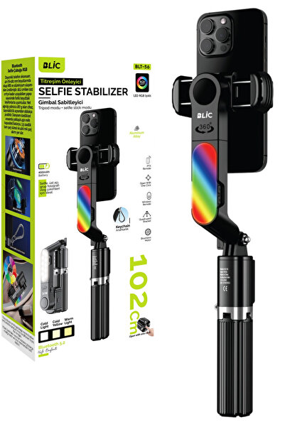Sarftech RGB Işıklı Gimbal Selfie Çubuğu 360° Dönebilen Titreşim Önleyici 102...