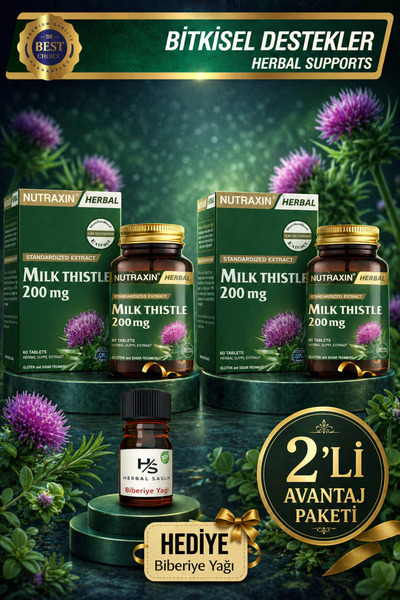Nutraxin 2 Adet Milk Thistle (DEVE DİKENİ) 200mg Ekstresi Içeren 60 Adet Tabl...