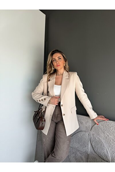 Zerrincan Giyim Taş Asimetrik Düğmeli Blazer Ceket