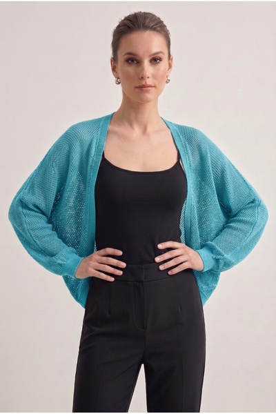 Neden Tekstil Πολυτελές διάτρητο λεπτό πλεκτό μπολερό ζακέτα