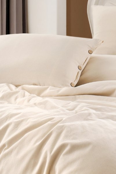 Loselya Wexsa Series Cotton Double Buttoned Duvet Cover Set 1 Duvet Cover, 2 Pillowcases