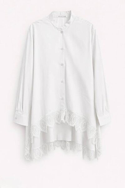 HANIQA Κομψό γυναικείο πουκάμισο με δαντελένια λεπτομέρεια