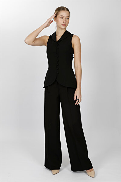ÖNDER ÖZSOY Shawl Collar Patched Vest Suit 1536522-Black - 1536522