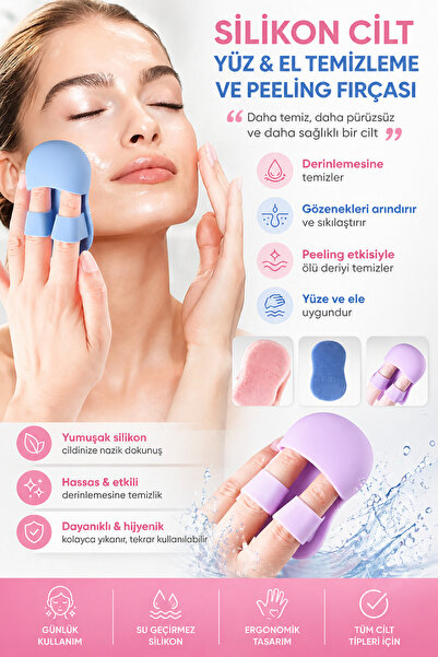 Ecuy Silikon Yüz ve El Temizleme Fırçası Peeling Etkili Gözenek Temizleyici M...