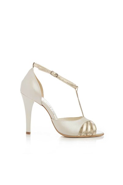 UrbanShoes Sandale elegante damă cu toc din piele naturală - 49721 Bej Box Si...