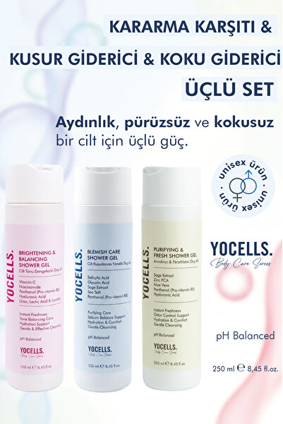YoCells 3’lü Vücut Bakım Seti – Karşıtı + Kararma Giderici + Koku Giderici Du...