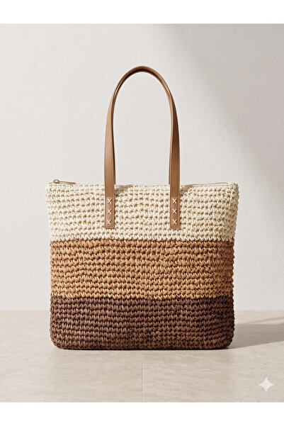 Luminos Butik Ψάθινη τσάντα σε χρώμα καμηλό CNT1066