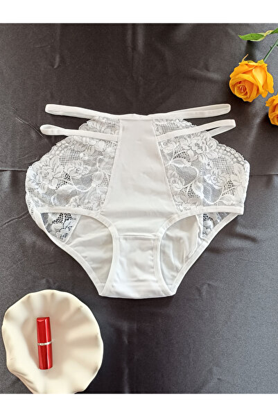 ZENA UNDERWEAR Shay Lace High Waist Women's Underwear Panties with String Det...