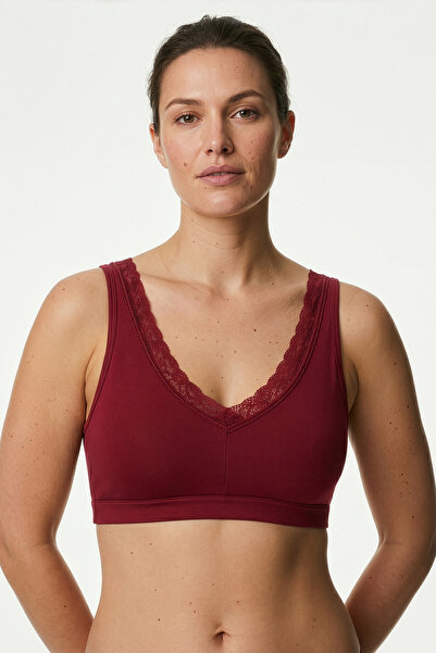 HNX Γυναικείο σουτιέν μπραλέτ από μικρούχο ύφασμα χωρίς κάλυμμα με δαντέλα στ...