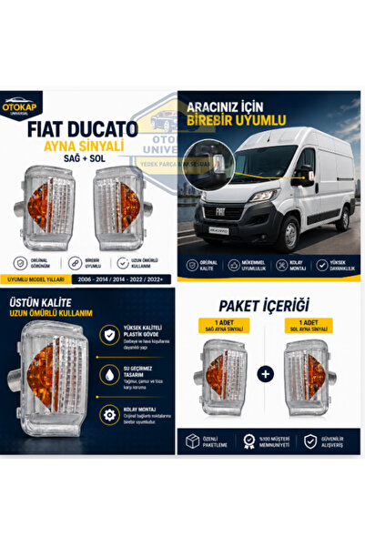 KAPOTO Fiat Ducato Ayna Sinyali Sağ Sol Takım Yan Ayna Sinyal Lambası Seti