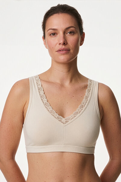 HNX Γυναικείο σουτιέν μπραλέτ από μικρούχο ύφασμα χωρίς κάλυμμα με δαντέλα στ...