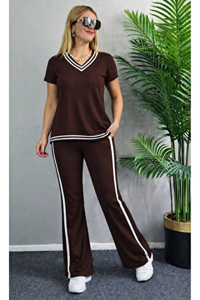 Wear Up Γυναικείο κοντομάνικο σετ με λαιμόκοψη V Βισκόζη με δύο κλωστές, μπλο...