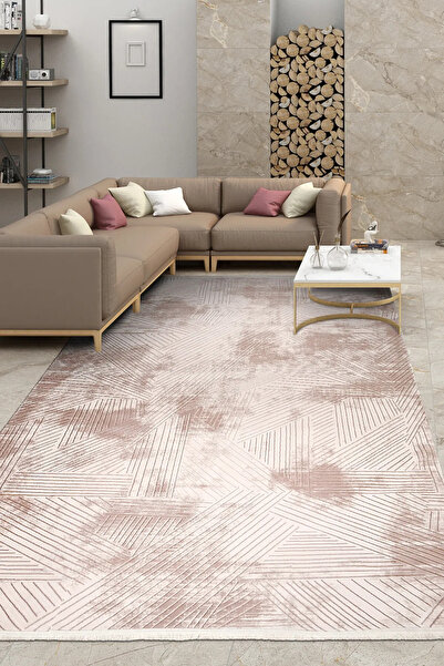 Crea Halı OCTA-Vizon/Kahve- Özel Ölçü-Salon, Oturma Odası ve Koridor Halısı-R...