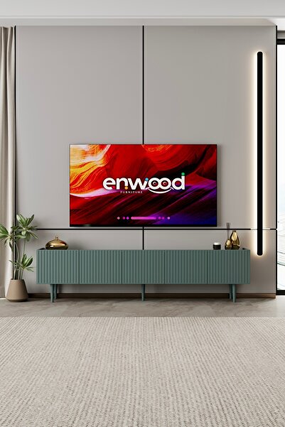 enwood Capella TV Ünitesi Zeytin taşı MDF 5 kapaklı 200 cm ayaklı
