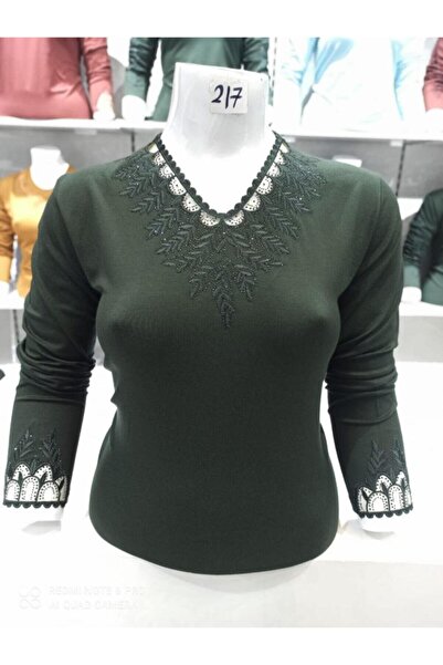 NACAR STYLİSH Anne Yaka Süslemeli Penye Bluz
