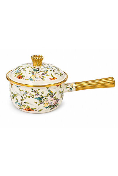 opulentmaison Κορυφαίας ποιότητας εμαγιέ κατσαρόλα με καπάκι, κομψό φλοράλ σχ...