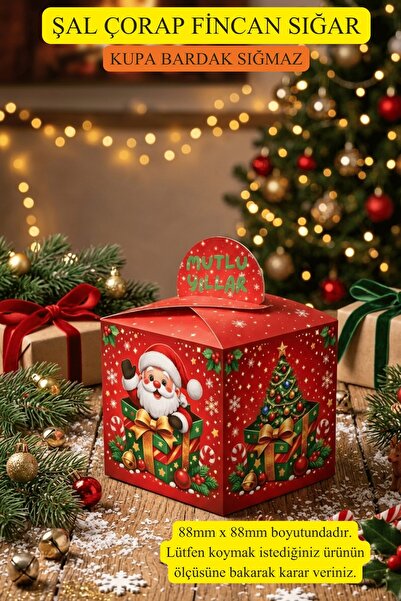Emtory Gift Noel Baba Kutu | Yılbaşı Hediye Kutusu - Noel Baba & Çam Ağacı Ko...