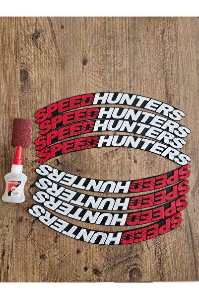 ASTUNİNG speedhunters lastik yazısı sticker arma şerit 3D 8 adet KIRMIZI