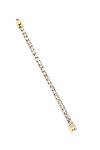 Leo'Stone 4mm Zirkon Taşlı Gold Kaplama Su Yolu Kadın Çelik Bileklik Altın Kararmaz Renk Atmaz