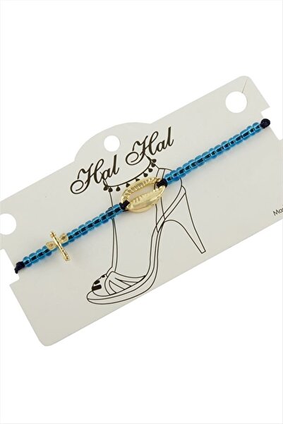 Generic Brand Yellow Colored Seashell Bead Anklet - Blue
