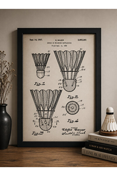 Pegziz Badminton loptica Patent slika Uramljena slika Sportska zidna slika
