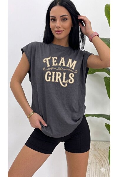 FAVORİST TEAM GIRLS Γυναικείο μπλουζάκι αθλητικού τύπου με στάμπα και μηδενικ...
