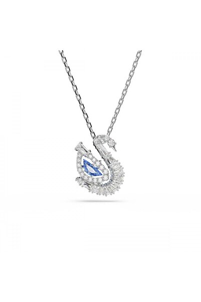Swarovski Swan Kolye Karişik Kesim Kuğu Mavi STD