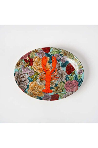 VİTELLİ Hazeran Lobster Patterned Porcelain Kayık Plate 24 cm
