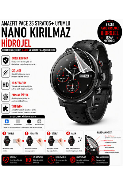 Astakos واقي شاشة هيدروجيل نانو غير قابل للكسر متوافق مع Amazfit Pace 2S Stra...