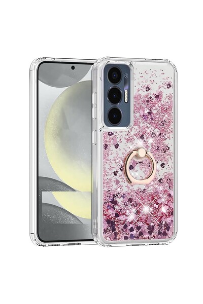 Pilanix Tecno Pova 3 Kılıf Yüzüklü Standlı İçi Sulu Hareketli Milce Kapak