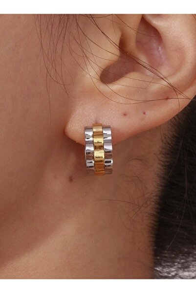 VEYA Fashionable Women's Two-Color Metal Design Earrings Luxury Earrings