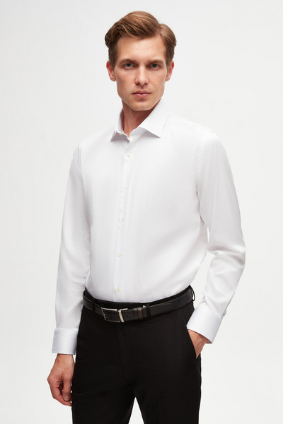D'S Damat Cămașă albă simplă Ds Groom Slim Fit