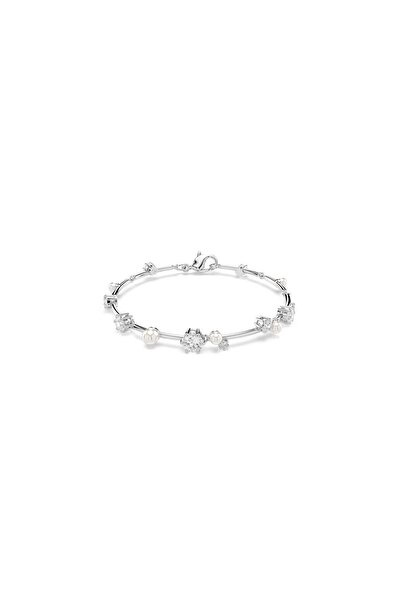 Swarovski Constella Tennis Bileklik Kristal İnci Yuvarlak Kesim Beyaz Rodyum ...