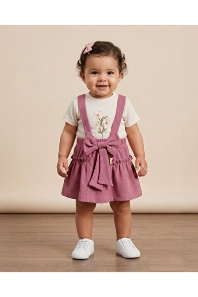 voyyo kids baby Dar Kalip! Baby Girl Ribbed Fabric Salopet Skirt and T-Shirt ...