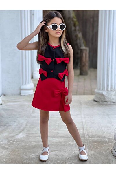 Lucky kidswear SET PENTRU FETE CU VESTĂ CU FUNDĂ, PANTALONI SCURȚI ȘI FUSTĂ