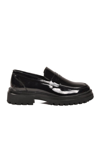 AYAKMOD Black Patent Leather Genuine Leather Casual Premium Shoes m
