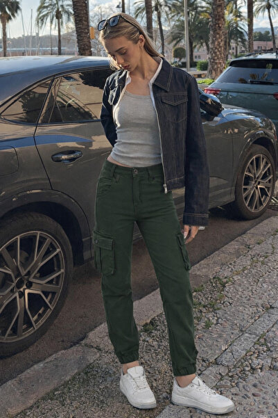 hacker Women's Premium Khaki Trousers with Elastic Cuffs and Cargo Pockets