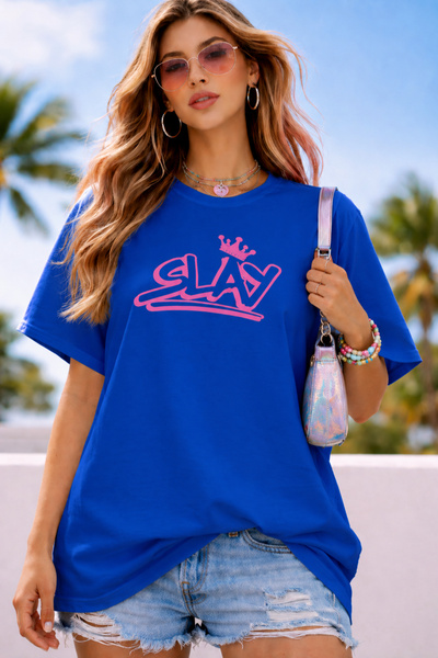 ArtYus Μπλουζάκι Slay με στάμπα γραμμάτων Unisex Oversize – Βαμβακερό T-Shirt...