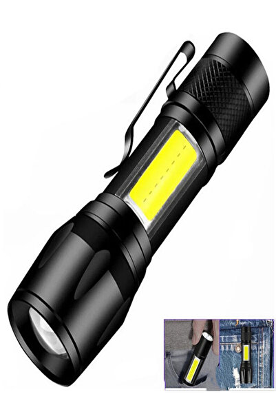 FAVBOX Ultra Güçlü 3 Fonksiyonlu Cob Led Usb Şarjlı El Feneri Avcılık,Kamp Fe...