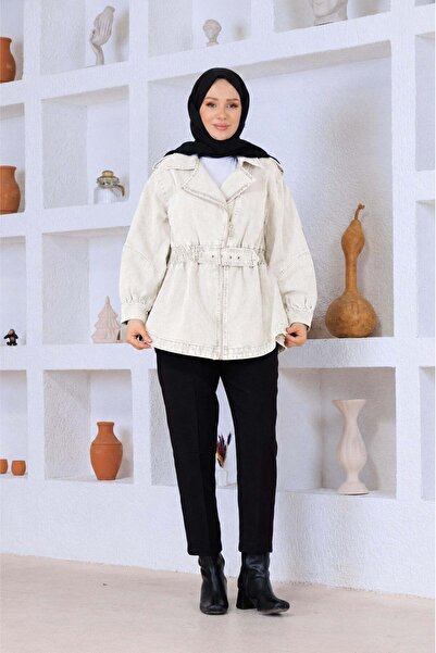 Esma Gündoğdu Belt Detailed Trench Coat Ecru