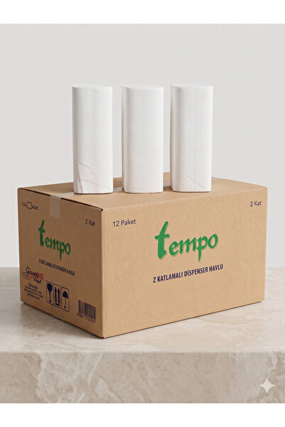 Tempo %100 Saf Selüloz Z Katlamalı Dispenser Kağıt Havlu - 2 Katlı, 6 Paket x...