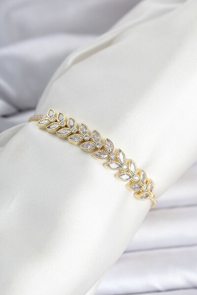 Lisinya Brass Gold Color Başak Model Waterway Women's Bracelet -